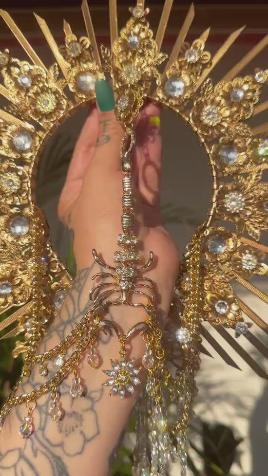 Scorpio crown, Zodiac Signs, Zodiac jewelry, Gold crown, Black flower crown, Gold Headpiece, Birthday crown, Festival crown, Flower crown