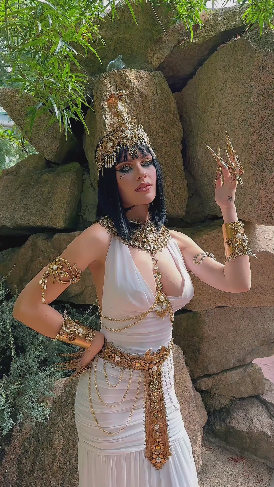 Cleopatra Egyptian Crown, Gold Pharaoh Headpiece, Egyptian Goddess Headdress, Royal Queen Crown, Cleopatra Costume Headpiece