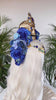 Majestic Blue Skull Crown, Gothic Headdress, Day of the Dead Headpiece, Royal Blue Festival Tiara, Halloween Skull Tiara, Blue Flower Crown