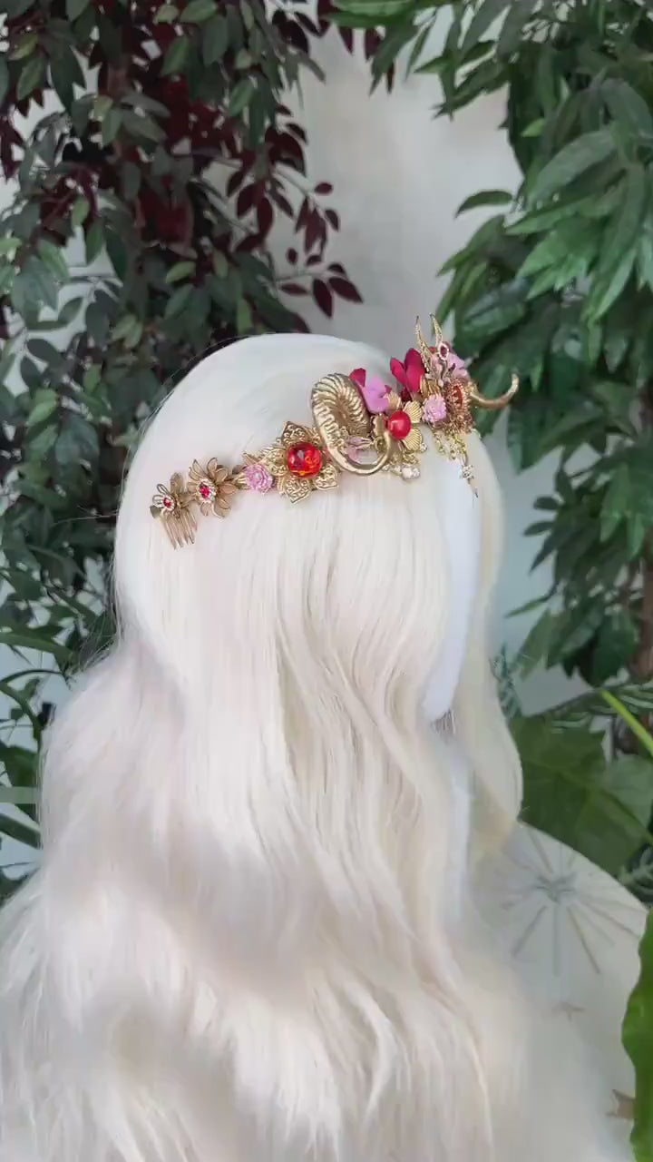 Aries Crown Zodiac Signs jewellery Fairy crown Gold horns Headpiece Gold tiara Birthday crown Flower crown Burning Man Halloween Accessories