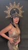 Golden Cleopatra Halo Crown, Egyptian Rhinestone Headpiece, Festival Headdress, Halloween Costume, Mardi Gras Tiara, Carnival Goddess Crown