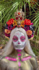 SALE La Catrina Crown, Day of the Dead, Sugar Skull, Orange Roses, Marigold Flowers, Gothic Tiara, Halloween Headpiece, Festival Headdress