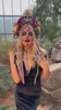 Vibrant La Catrina Flower Crown, Gold Skull Headdress, Colorful Rose Halo, Day of the Dead Headpiece, Handmade Floral Festival Crown