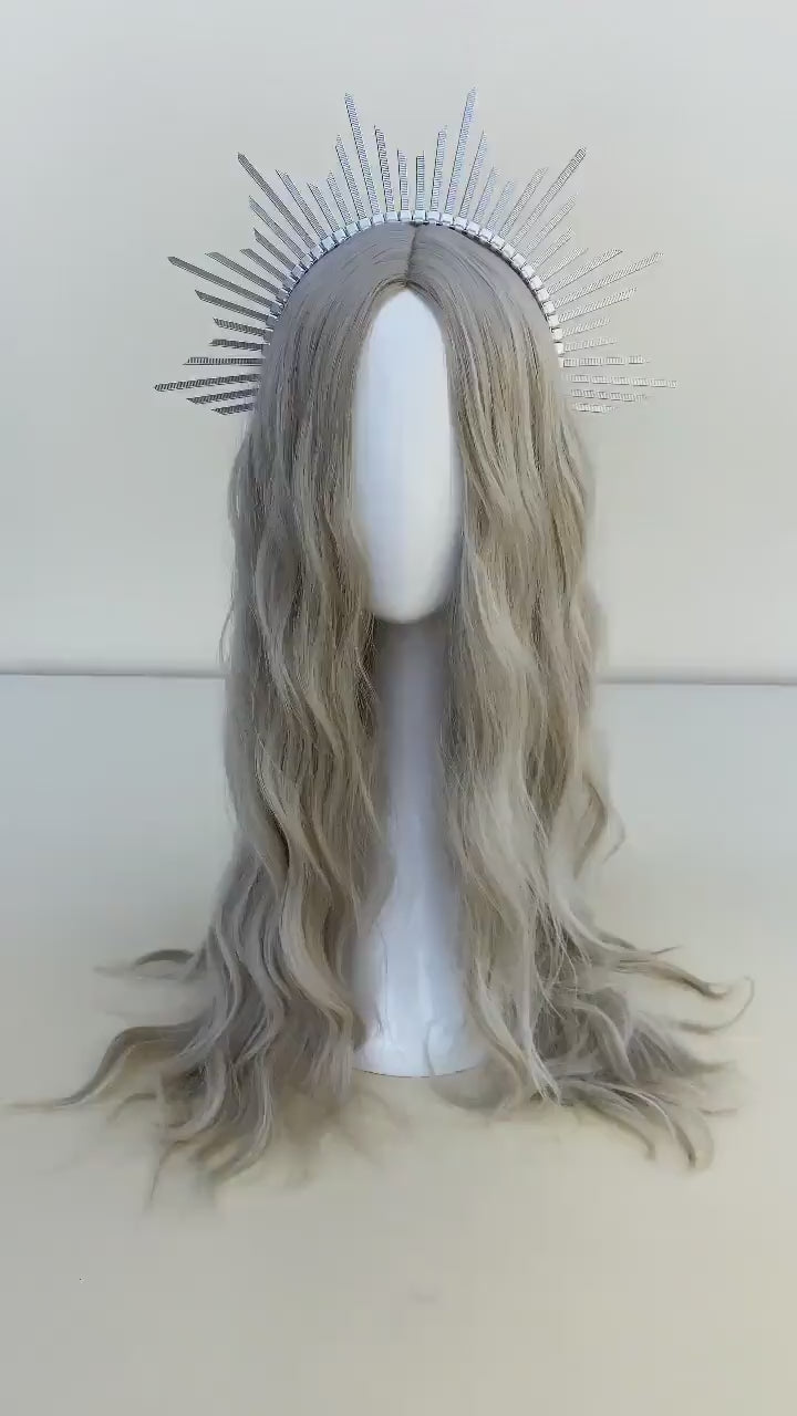 Silver halo crown, Halo crown, Halo headband, Wedding crown, Bridal headpiece, Wedding hair accessories, Silver crown, Bridal crown