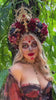 Golden Skull Halo Crown Red Flowers Sacred Heart Halloween Headdress La Catrina Costume Dia De Los Muertos