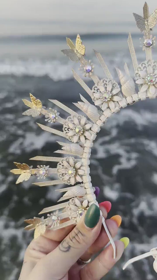 SALE Mermaid Halo Crown, Halloween costume, Mermaid Crown, Halo Headband, Gold Crown, Tiara, Gold Halo, Aquarius crown, Festival Crown