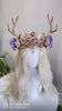 Flower crown, Lavender headband, Flower deer antlers, Gold crown, Christmas Party, Reindeer crown, Fairy crown, Elven tiara, Deer crown