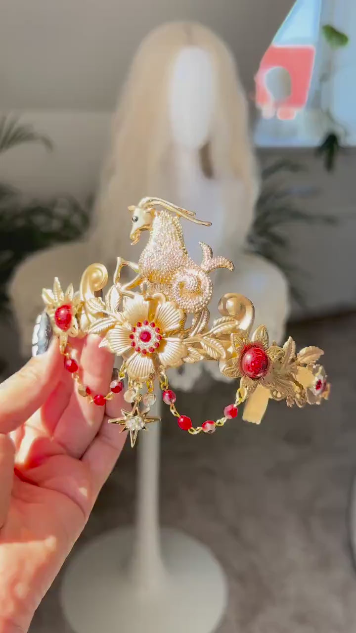 Capricorn Zodiac Sign, Birthday headband, Birthday crown, Birthday party, Capricorn crown, Gold crown, Gifts for her, Birthday gift, Boho