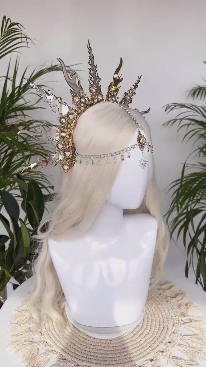 SALE Flames Halo Crown, Gold Halo, Halo Headlights, Halo Headband, Halo Headpiece, Fiery tiara, Flamingos crown, Photo Props, Flames Halo