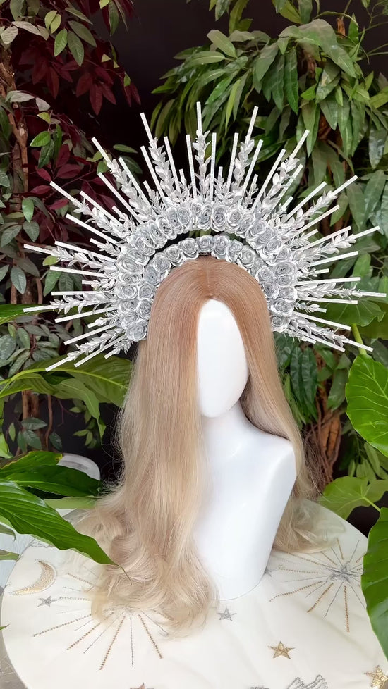 Load and play video in Gallery viewer, Silver Halo Flower Crown
