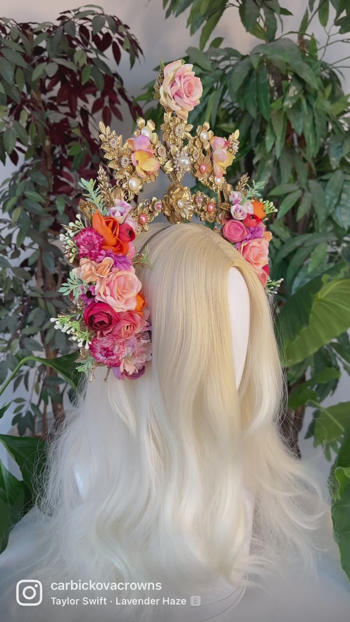 Load and play video in Gallery viewer, Flower Halo Crown Celestial Jewellery Photo Props Headpiece
