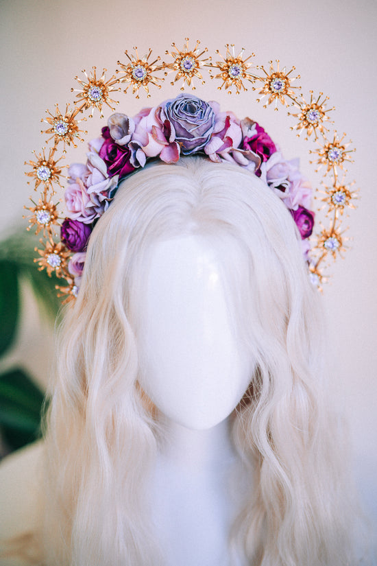 Boho Wedding Halo Crown Violet