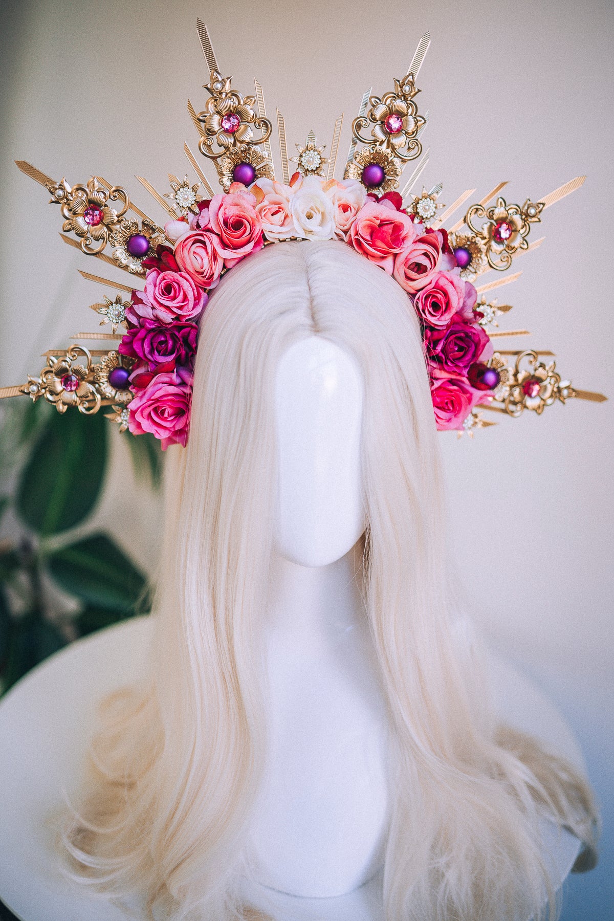 Load image into Gallery viewer, Flower Sun Halo Crown Pink
