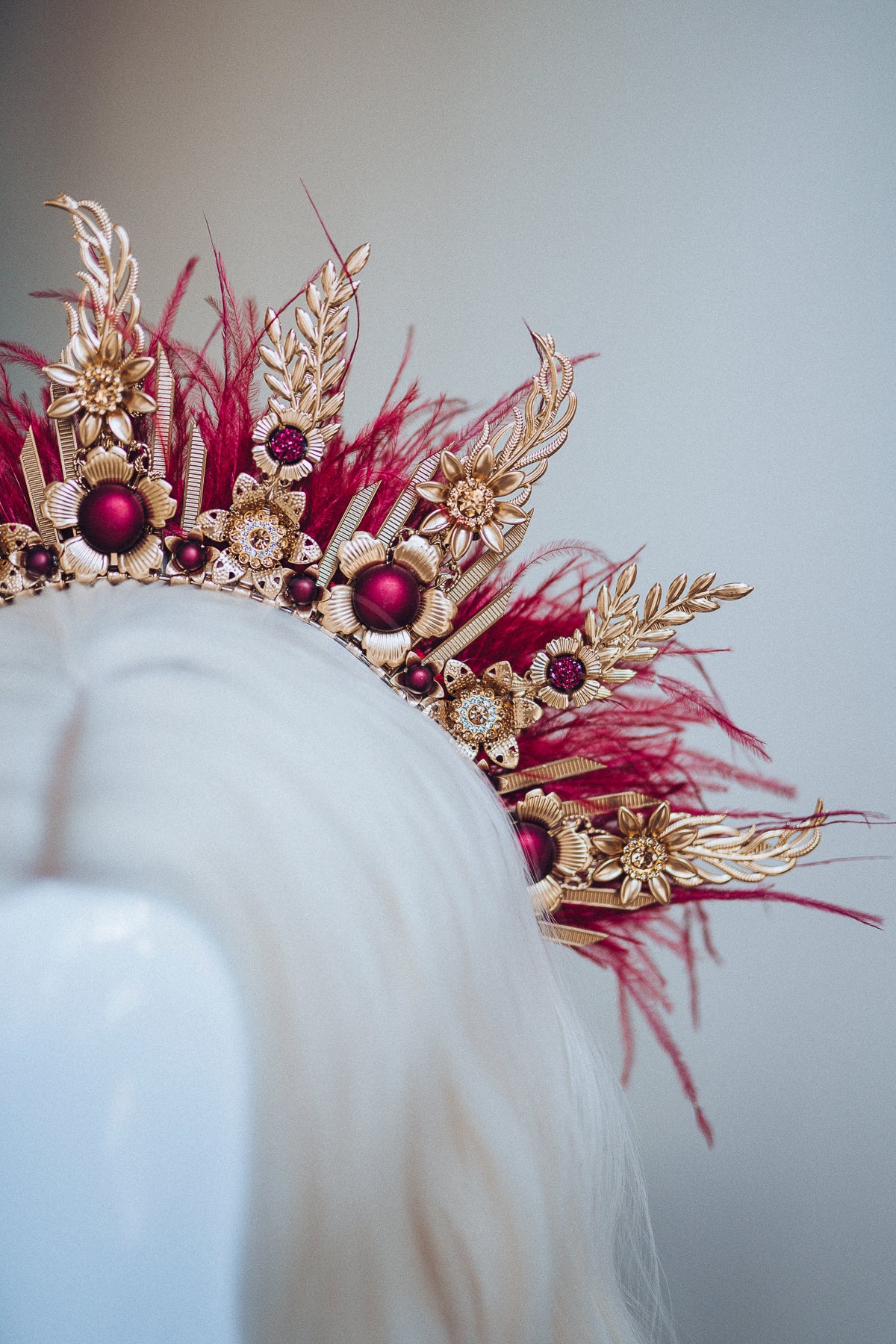 Load image into Gallery viewer, Burgundy Halo Festival Crown
