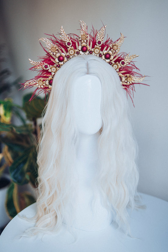 Load image into Gallery viewer, Burgundy Halo Festival Crown
