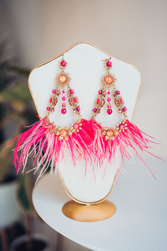 Feather Earrings Pink