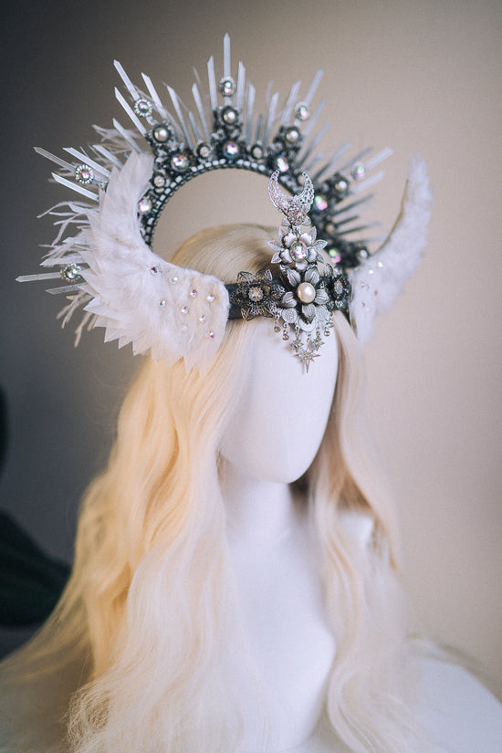 Load image into Gallery viewer, Angel Crown Silver White Headpiece
