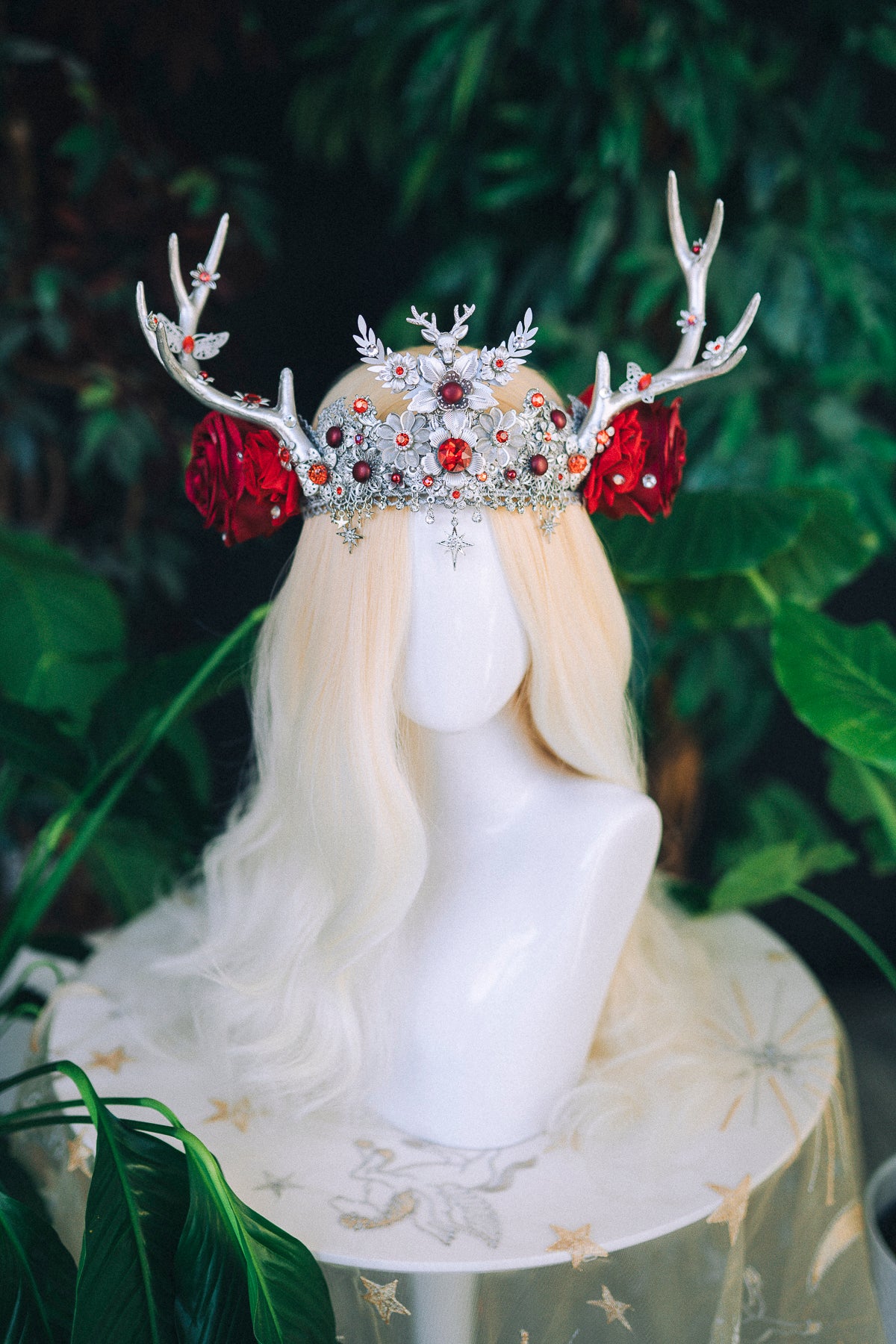 Silver Deer Flower Headband