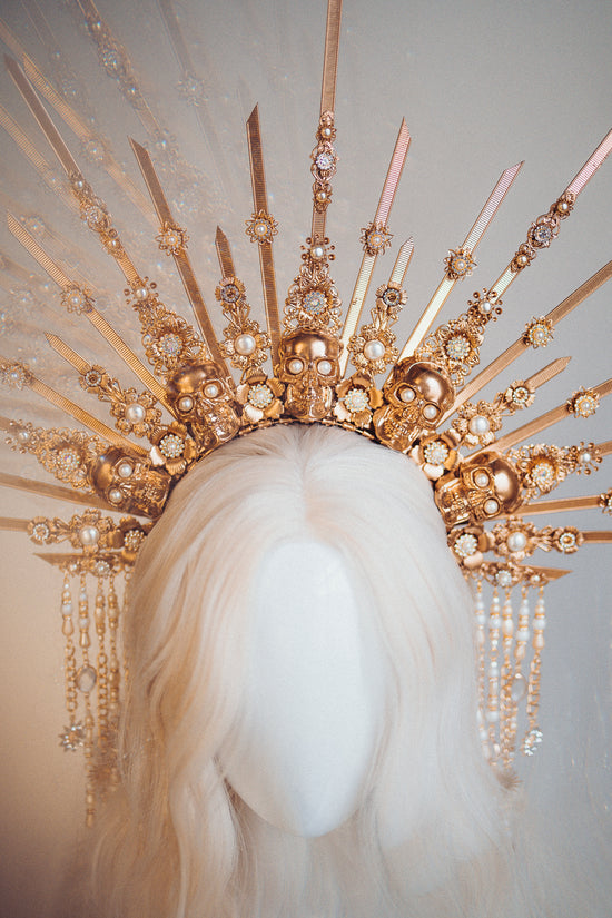 Gold Sugar Skull Crown