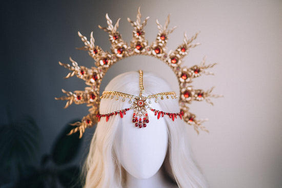 Load image into Gallery viewer, Gold Halo Crown Headpiece
