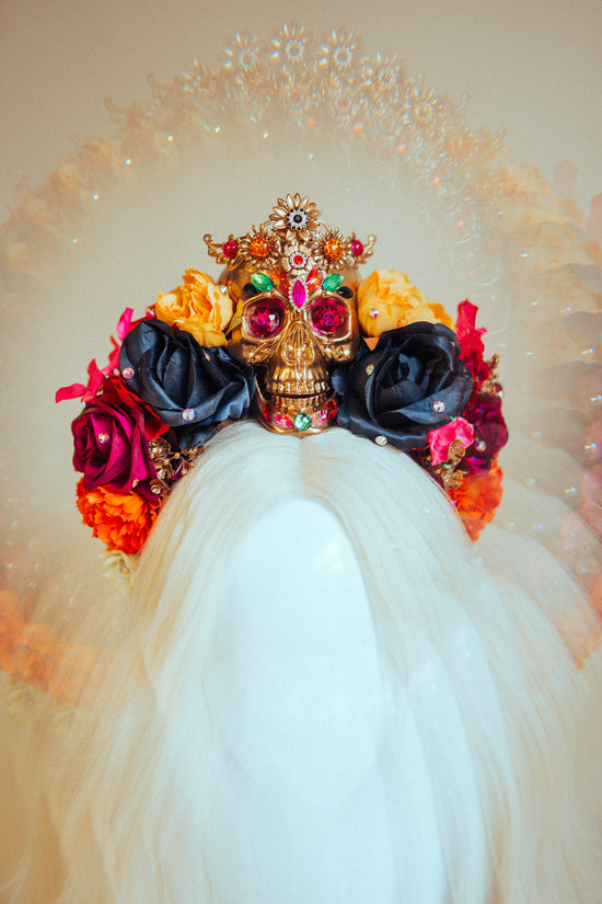 Flower Sugar Skull Crown Colourful