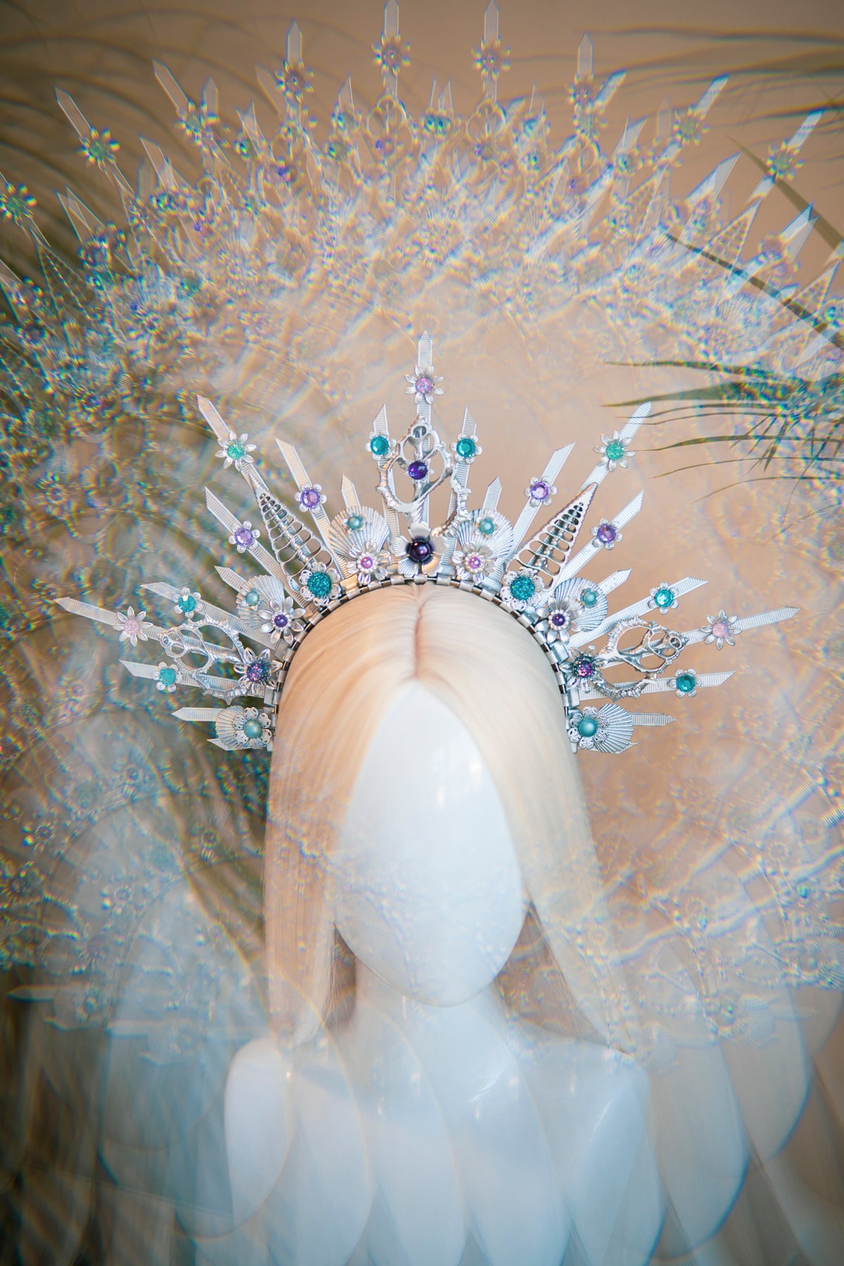 Load image into Gallery viewer, Silver Mermaid Halo Crown
