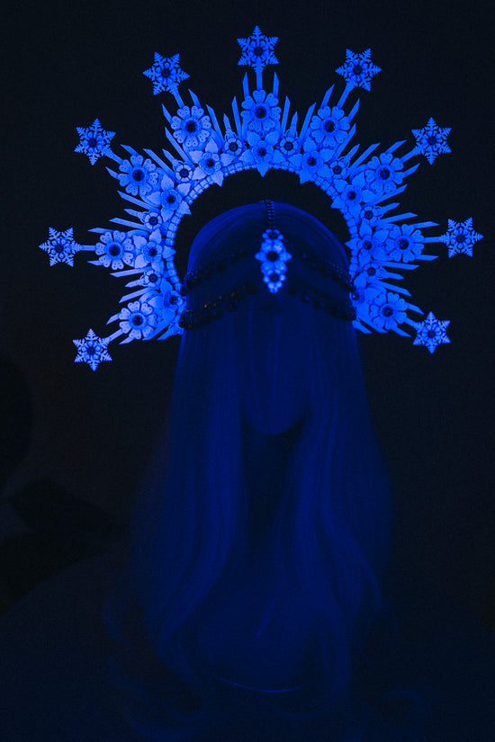 UV Active Blue Snowflake Halo Crown Winter Tiara