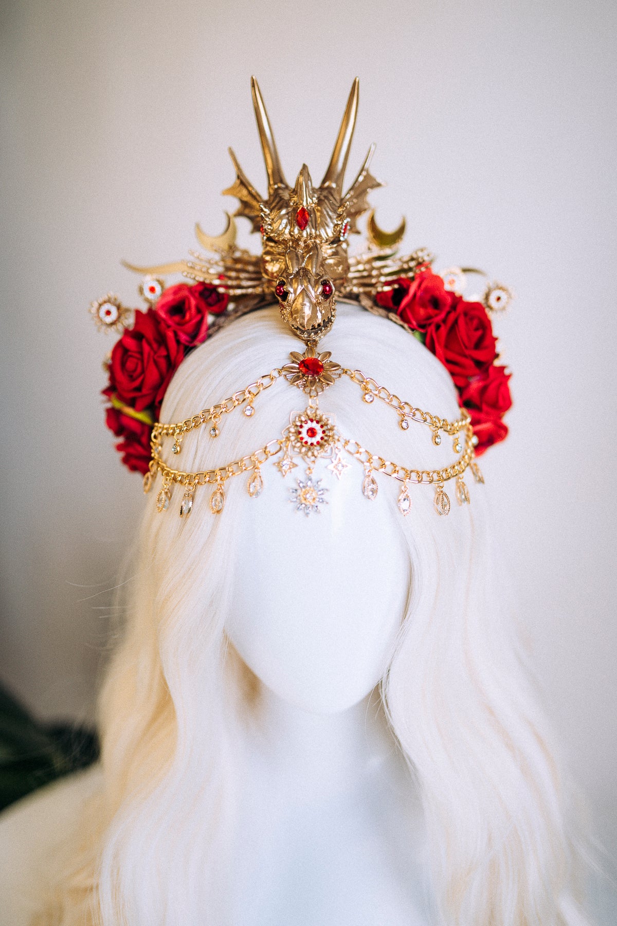 Dragon Crown Red Flower Headband