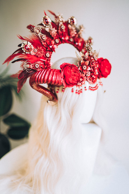Load image into Gallery viewer, Sugar Skull Crown Red Devil Costume
