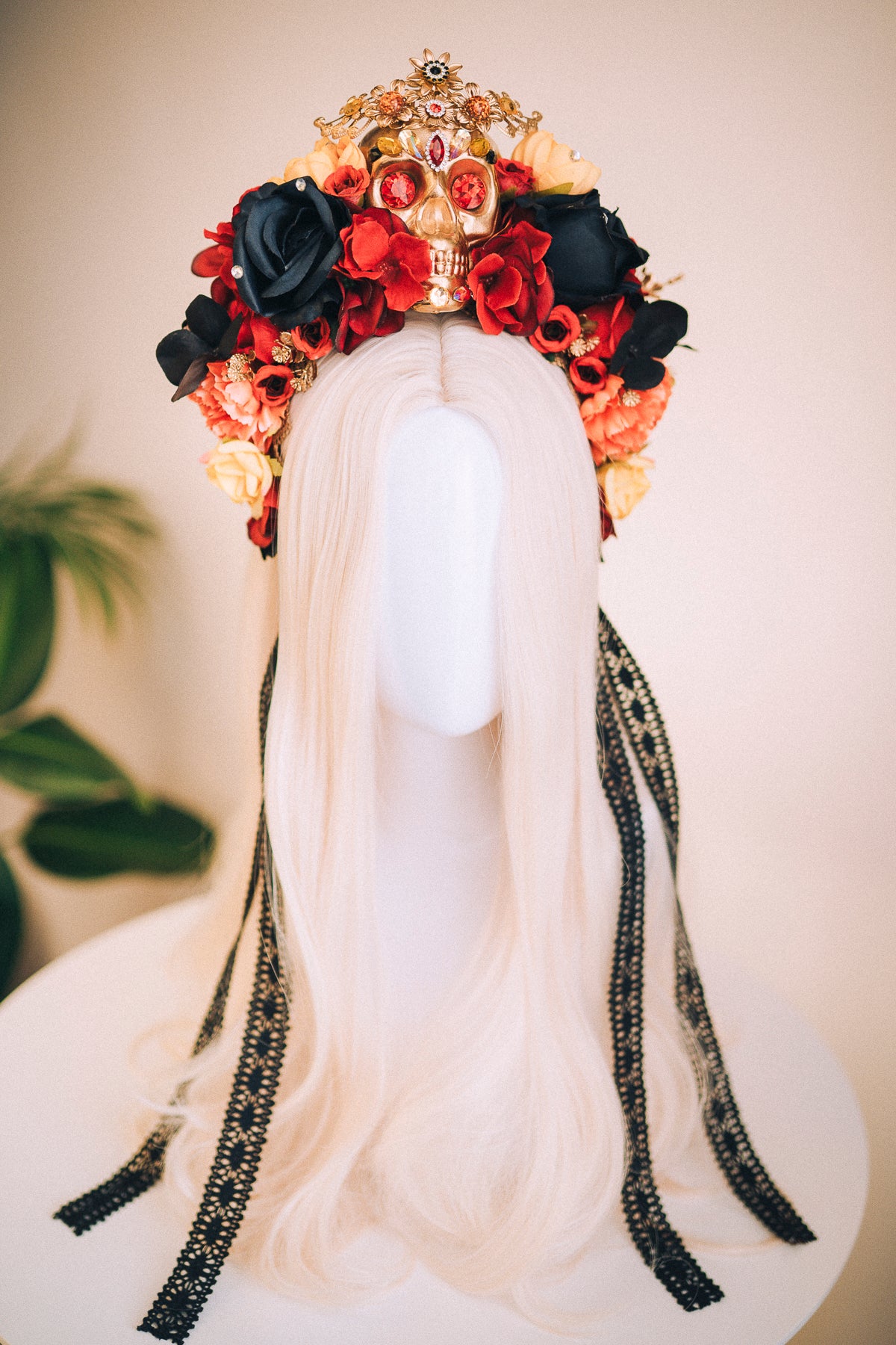 Load image into Gallery viewer, Flower Halo Crown Sugar Skull
