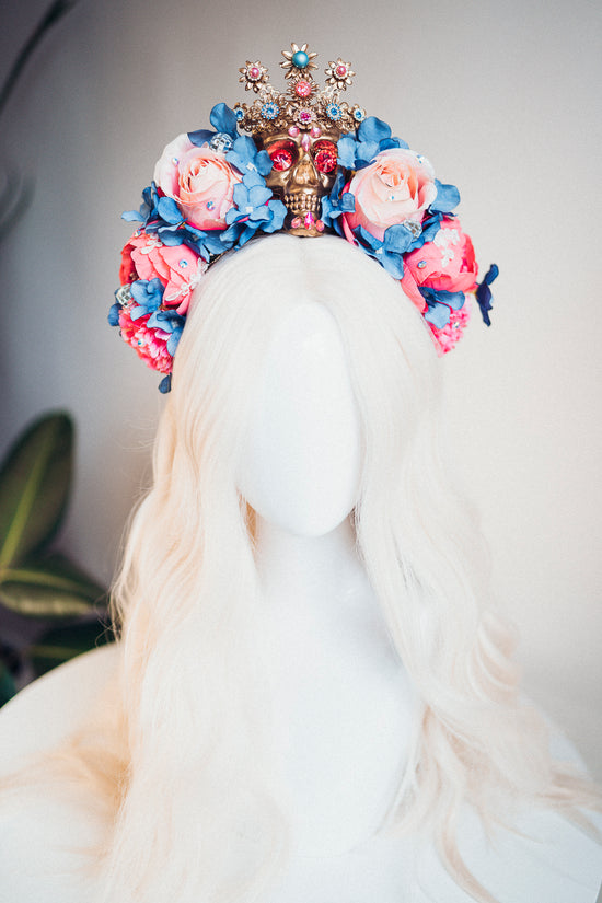Load image into Gallery viewer, Flower Sugar Skull Crown
