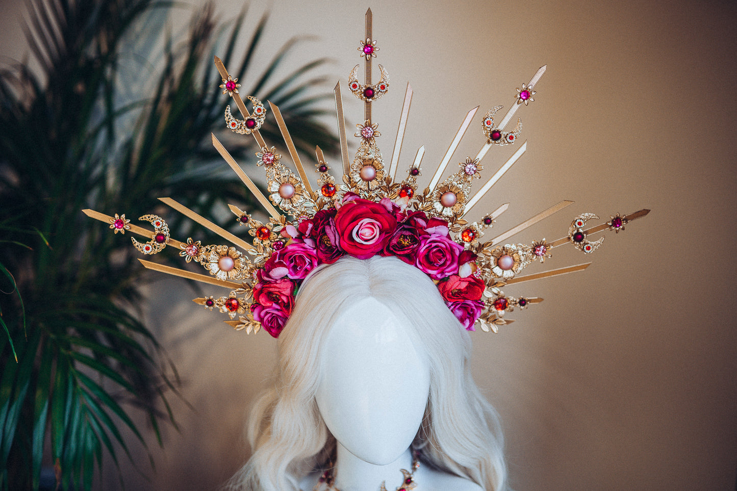 Load image into Gallery viewer, Pink Flower Halo Crown
