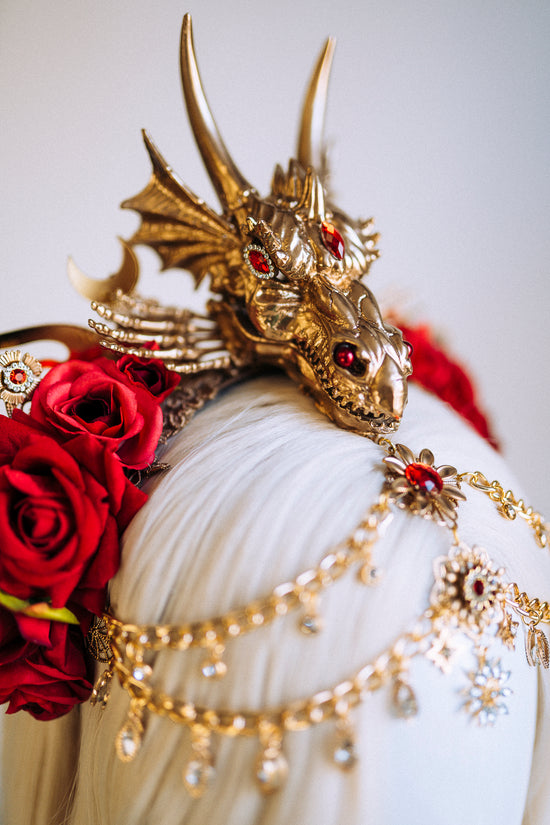 Dragon Crown Red Flower Headband