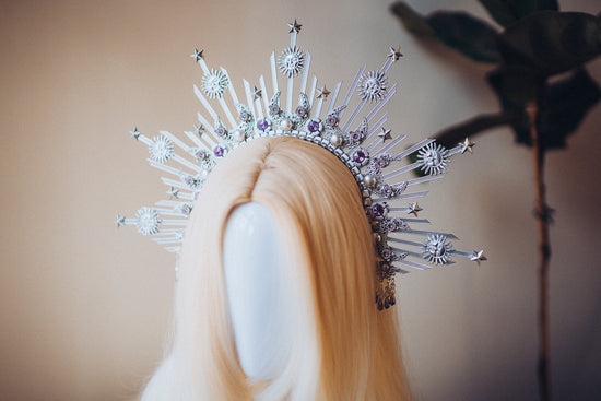 Load image into Gallery viewer, Silver Halo Crown Lavender
