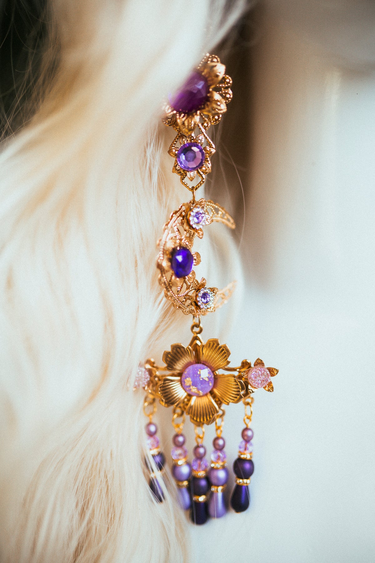 Purple Flower Earrings