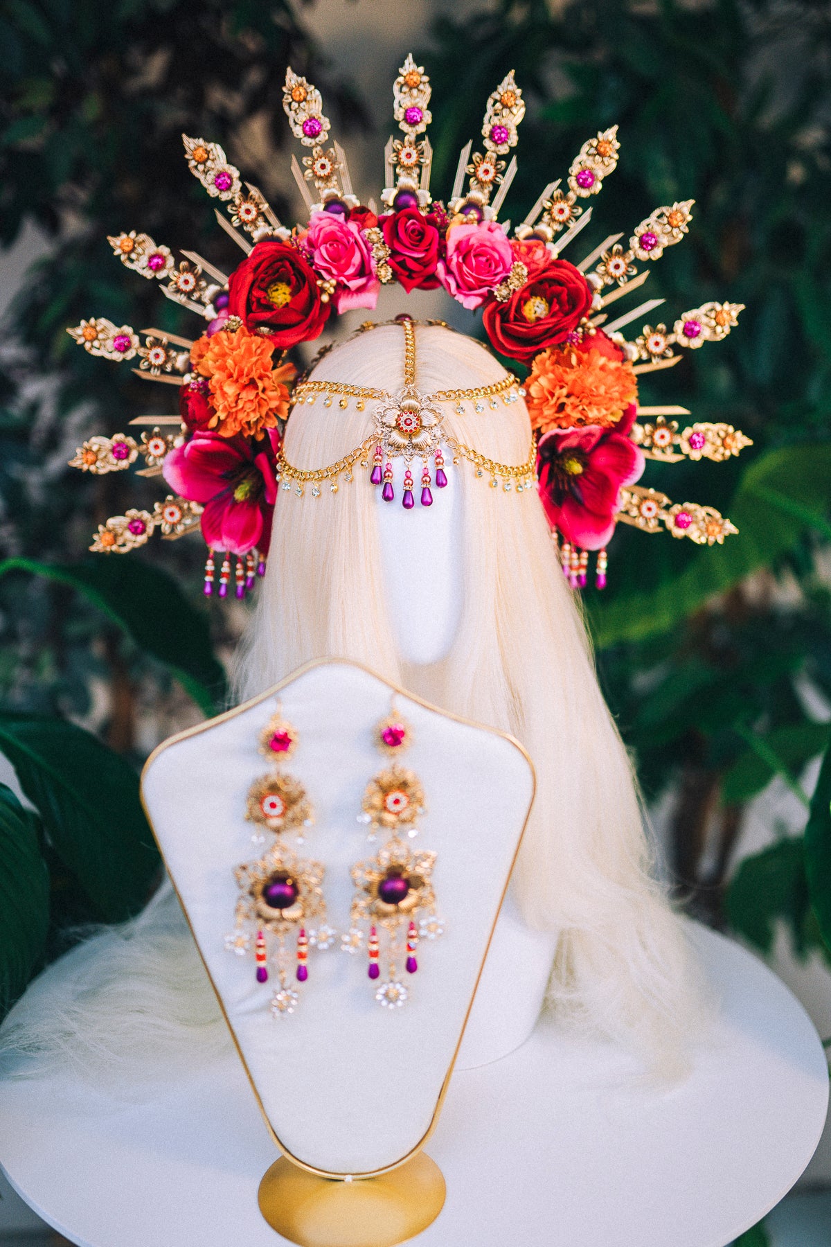 Flower Halo Headband Celestial Jewellery Frida Kahlo Maternity Photo Shoot
