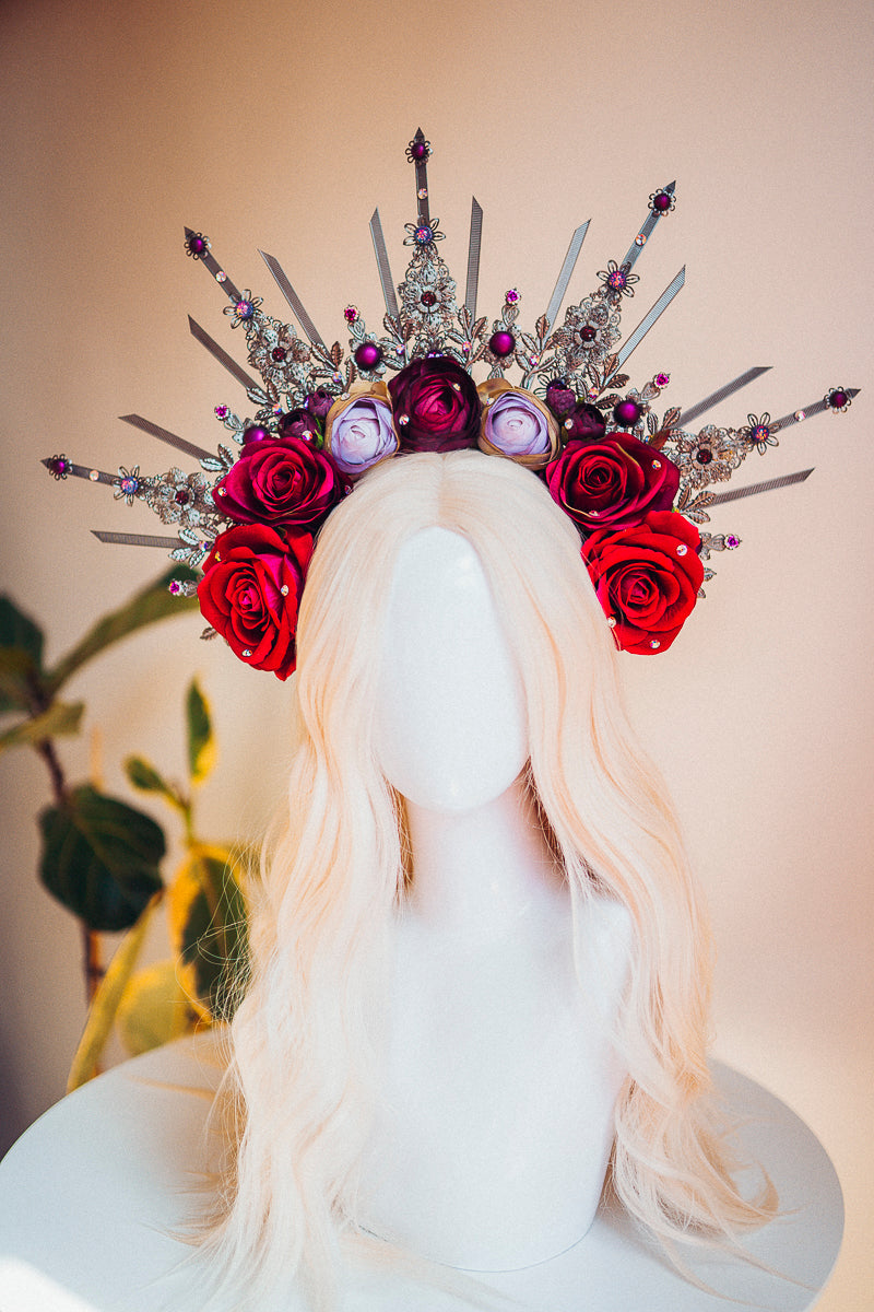 Load image into Gallery viewer, Flower Halo Crown Red
