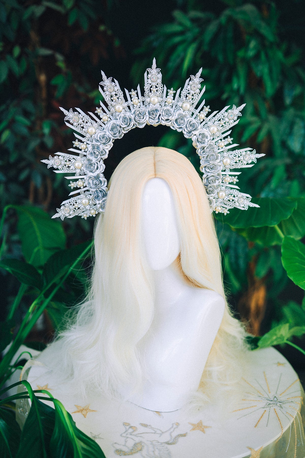 Silver Halo Flower Crown Boho Bride