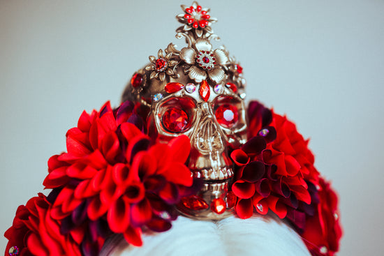 Flower Sugar Skull Crown Red