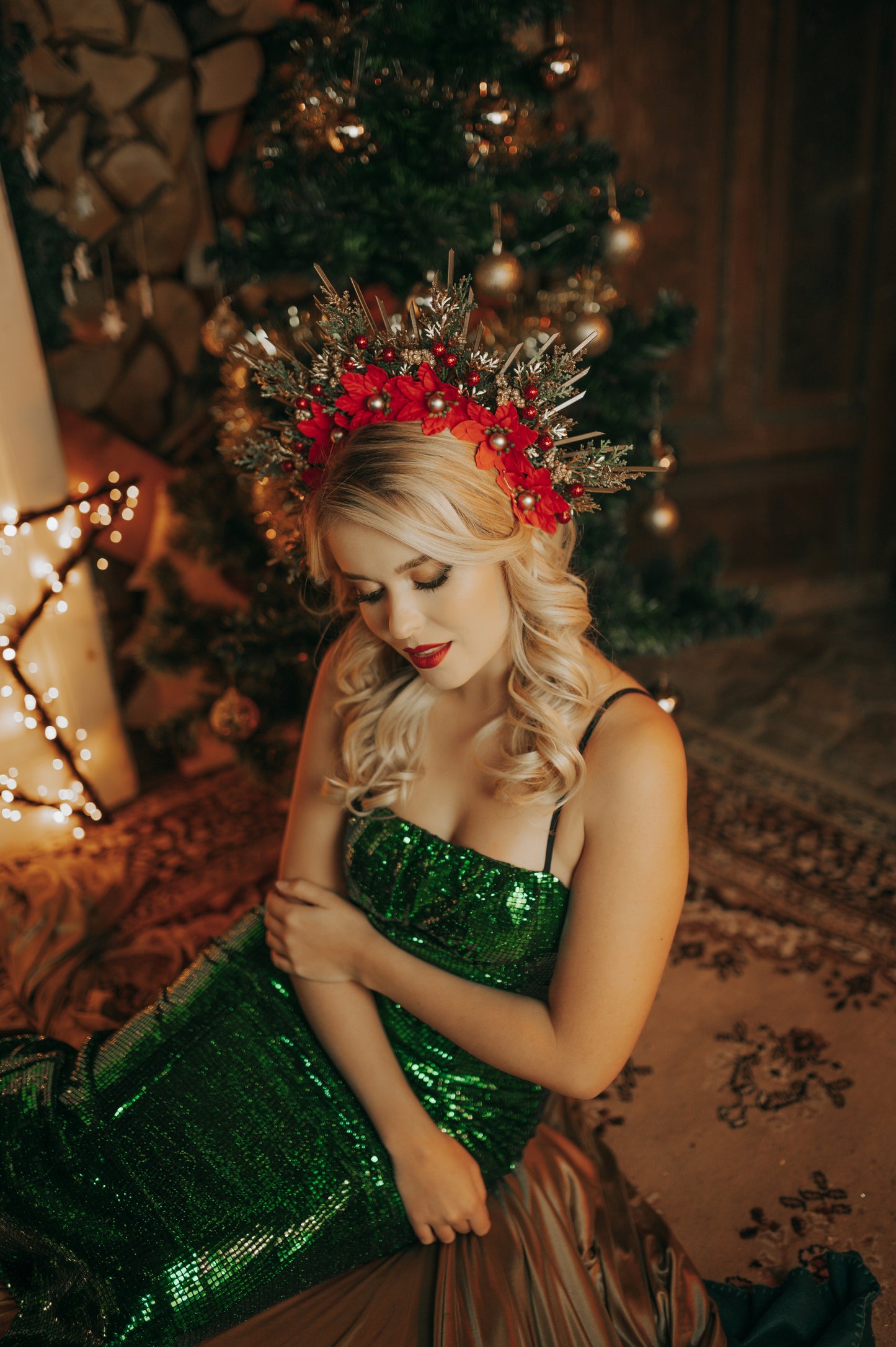 Gold Halo Christmas Flower Crown