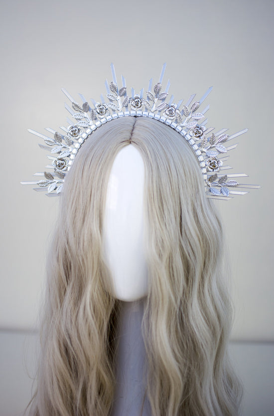 Silver Flower Halo Crown