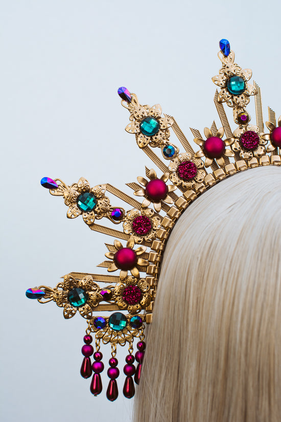 Burgundy Halo Crown