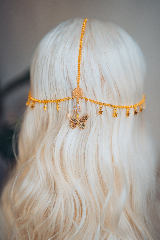 Chain Gold Headband Butterfly