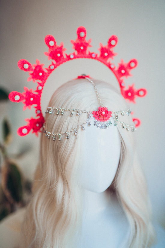 Load image into Gallery viewer, Pink Halo Festival Crown
