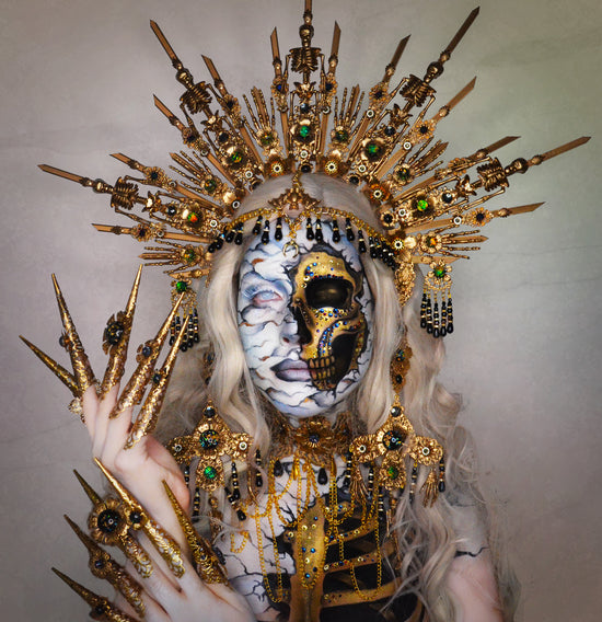 Load image into Gallery viewer, Sugar Skull Dead Mermaid Halo Crown

